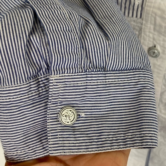 Chico’s Embroidered Patchwork Shirt Size 1 US M Button Down Long Sleeve Cotton - Picture 5 of 9